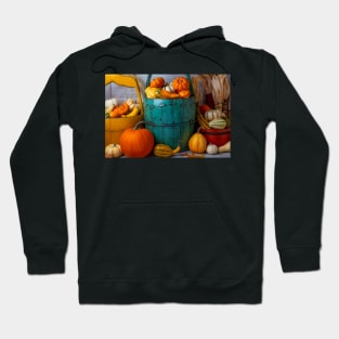 Folk Art Buckets Full Of Autumn Gourds Hoodie